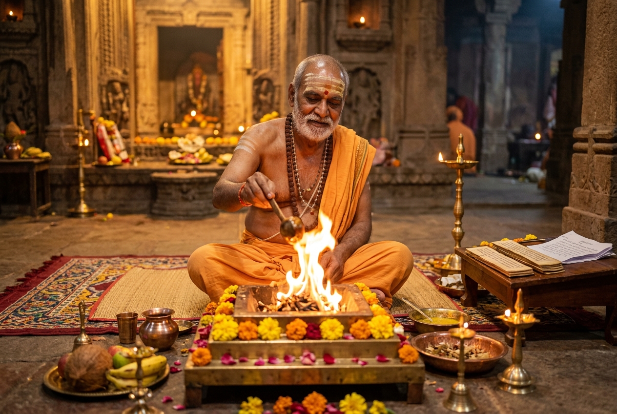 Vedic Pandit Ji performing sacred Havan